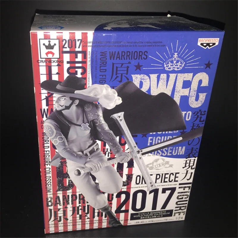 

6" One Piece Dracule Mihawk Seven Warlords Of The Sea Battle Ver Golden Cat Sticker Original PVC Action Figure Toy BOX 17CM Q320