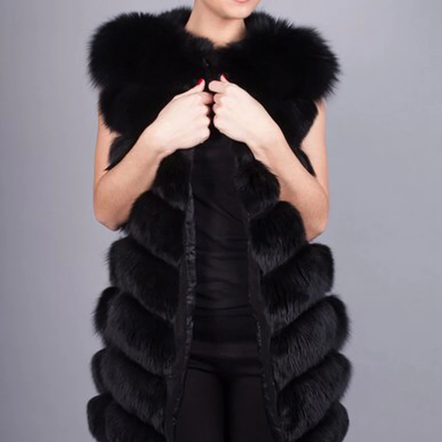 

Winter Fur Vest Women Genuine Fox Fur Gilet Ladies Warm Fashion Classy Waistcoat High Quality