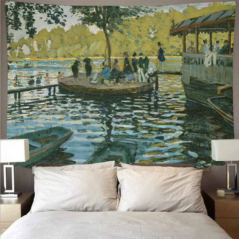 

boat bridge tapestry wall fabric blanket wanddecoratie new year decor 2021 carpet tenture murale