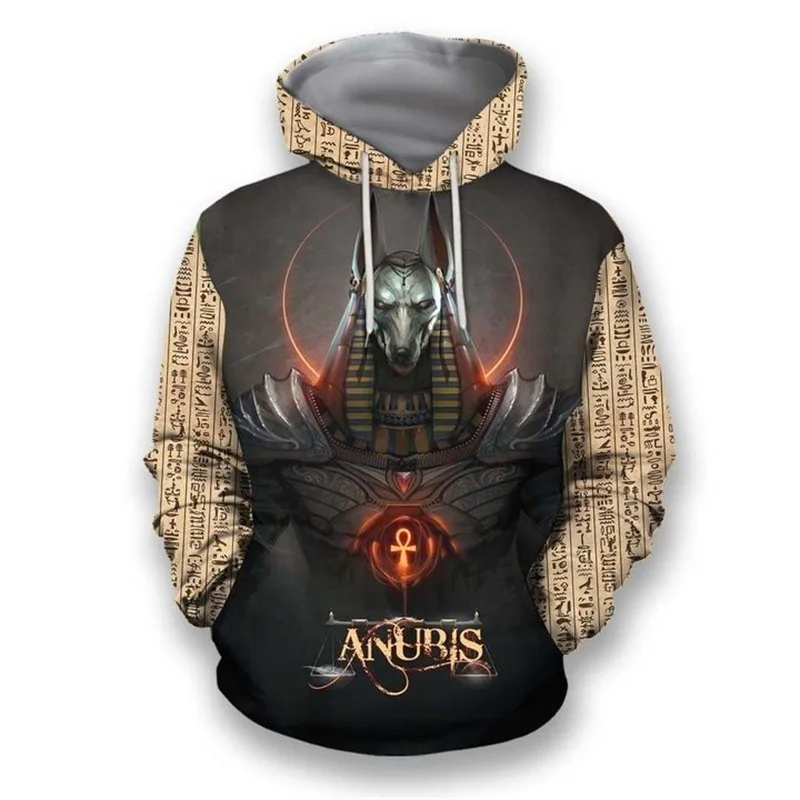 

Fashion ancient Egyptian god eye Horus Egyptian pharaoh anubis face 3D printing men's Hoodie Harajuku Hoodie