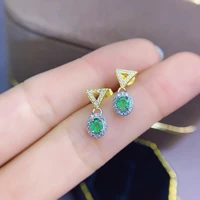 shilovem 925 sterling silver real natural emerald stud earrings fine jewelry women wedding new gift 3 5mm jce3 53 56681agml
