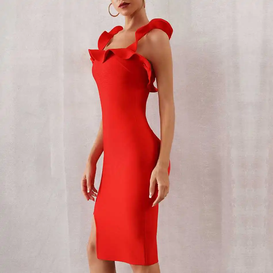 Женское облегающее платье Seamyla красные вечерние платья миди в стиле Звезд для