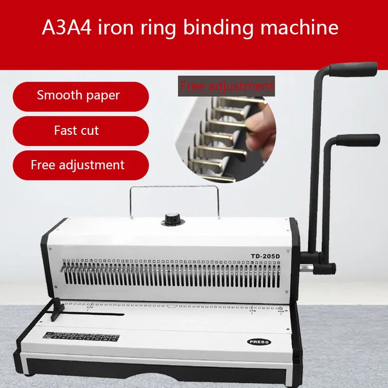Online Ciltleme Makinesi TD-205D Manuel Spiral Ciltleme Makinesi Metal 49 Kare Delme Fotoğraf Albüm A3 Kağıt Delme Makinesi QX