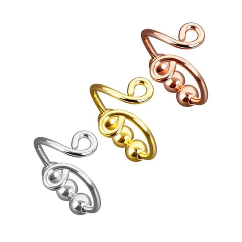 

Ring Single Coil Spiral Ring Beads Rotate Freely Anti Stress Ring Toy