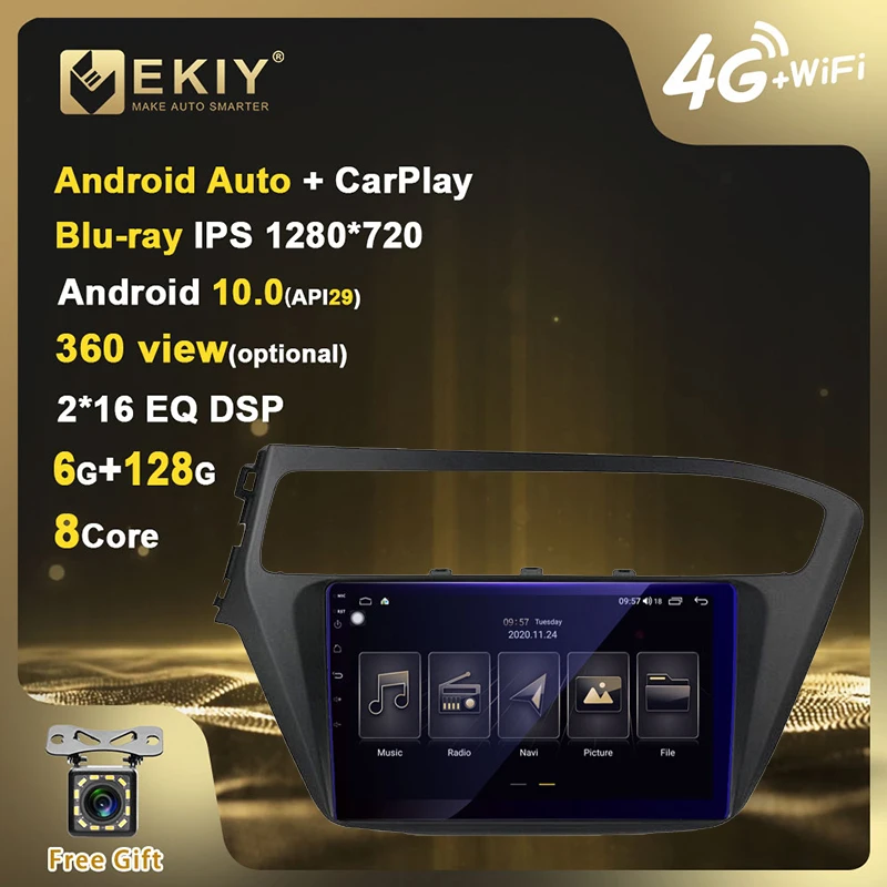 

EKIY Blu-ray IPS DSP 6G+128G Android 10 For Hyundai I20 2018 2019 Car Radio Multimedia Video Player GPS Navigation 2 Din Stereo
