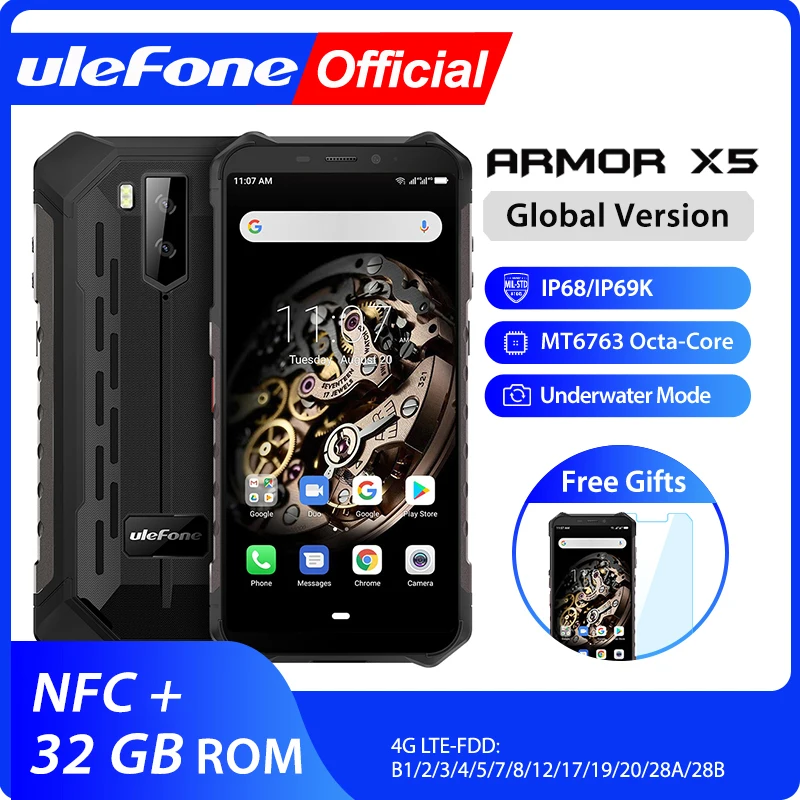 Ulefone Armor X5 MT6763 Octa core ip68 прочный Водонепроницаемый Смартфон Android 9 0 мобильный