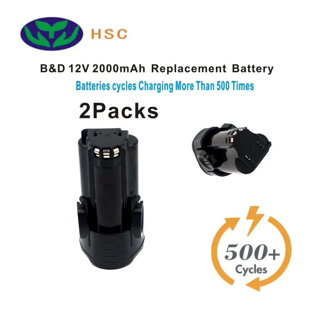 2 шт. 2.0Ah 18650 Батарея пакет BD12C Li-Ion 12V Замена для Black &amp палуба BL1110 BL1310 BL1510 LBX12 LBXR12 -