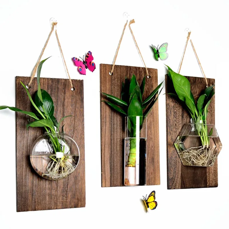 

Creative Wall Hanging Planters Glass Wall Vase Air Plant Pots Hydroponic Plant Container Hanging Flower Pot Home Wall Decoration