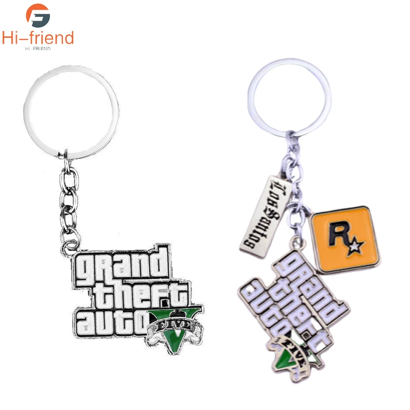 Посеребренный игровой брелок для PS4 GTA 5 Grand Theft Auto модный металлический с эмалью