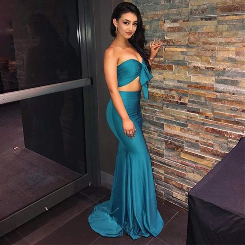 Dressmecb, элегантный комплект из двух предметов, с бантом, без бретелек, укороченный топ и макси юбки, бодикон, сексуальный комплект из 2 предметов, Womne, летняя одежда