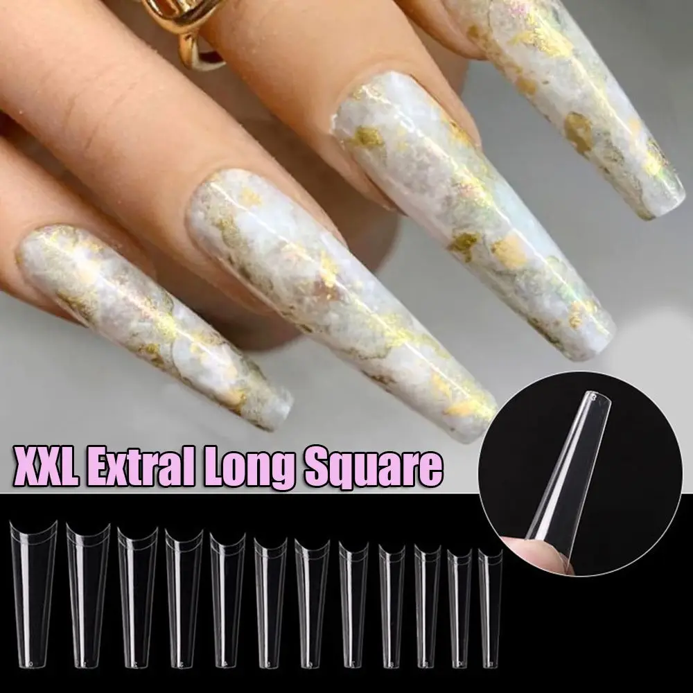 

Salon Supply Long Durable ABS Material Acrylic Press On Nails XXL Tapered Square Full Cover Extra Long Nail Tips