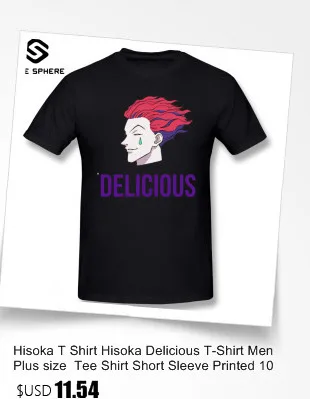 Hisoka футболка HxH Hisoka футболка смешная 100 хлопковая Футболка Большая мужская повседневная футболка с коротким рукавом и принтом