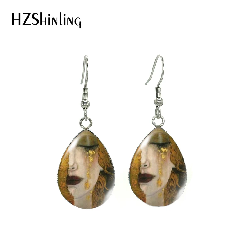 

2019 Новая мода знаменитое произведение искусства Звездная ночь «Золотые слезы» Масляные картины стеклянные купольные украшения французские Серьги-крючки