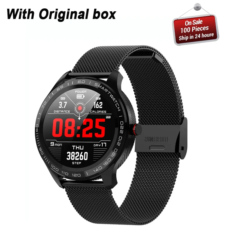 L9 Смарт часы ЭКГ сердечный ритм звонки напоминание полный сенсорный Smartwatch IP68 Водонепроницаемые часы для мужчин для Android IOS PK L7 GT2 - Цвет: metal black