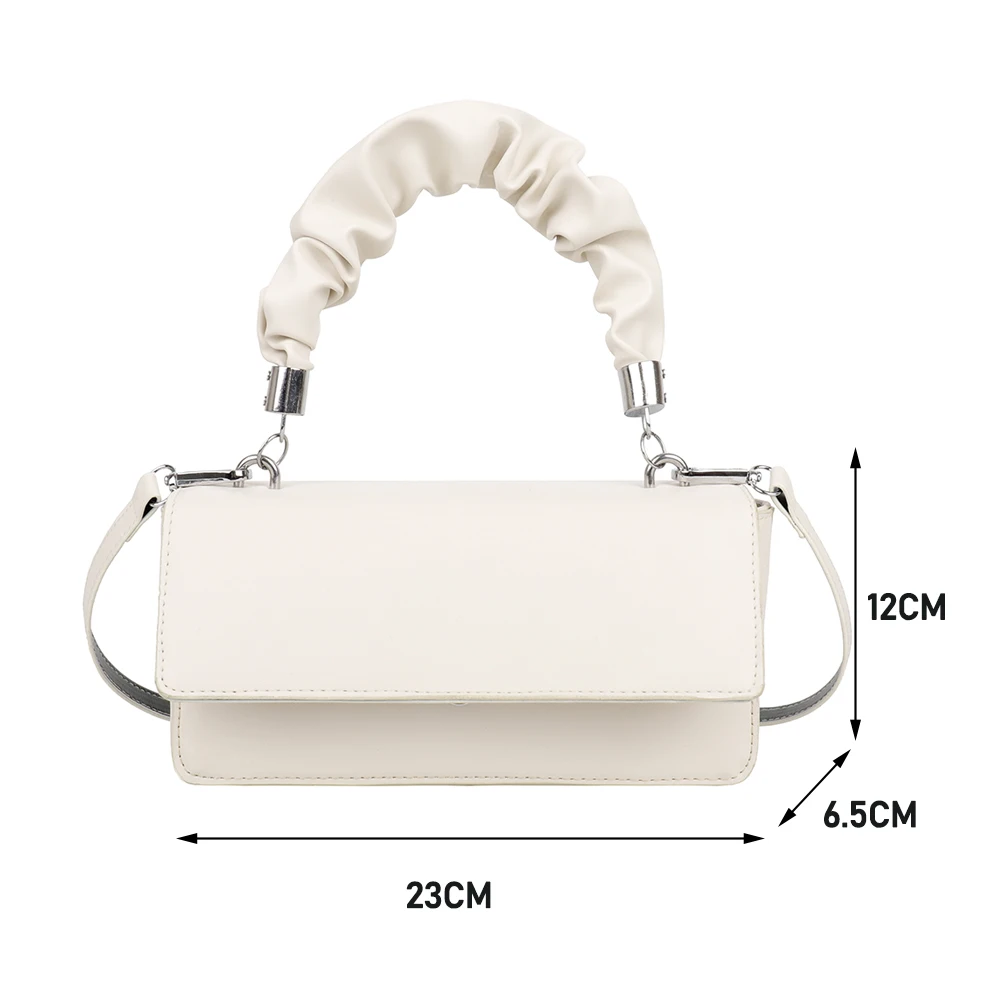 

Designer Women Fashion Small Solid Color Handbag Designer PU Leather Pleated Shoulder Bags Ladies Solid Flap Crossbody Bags 2021
