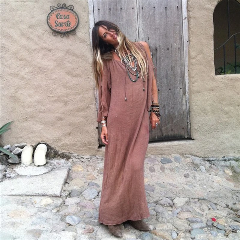 2020 сексуальное летнее платье с v образным вырезом и открытыми плечами кафтан