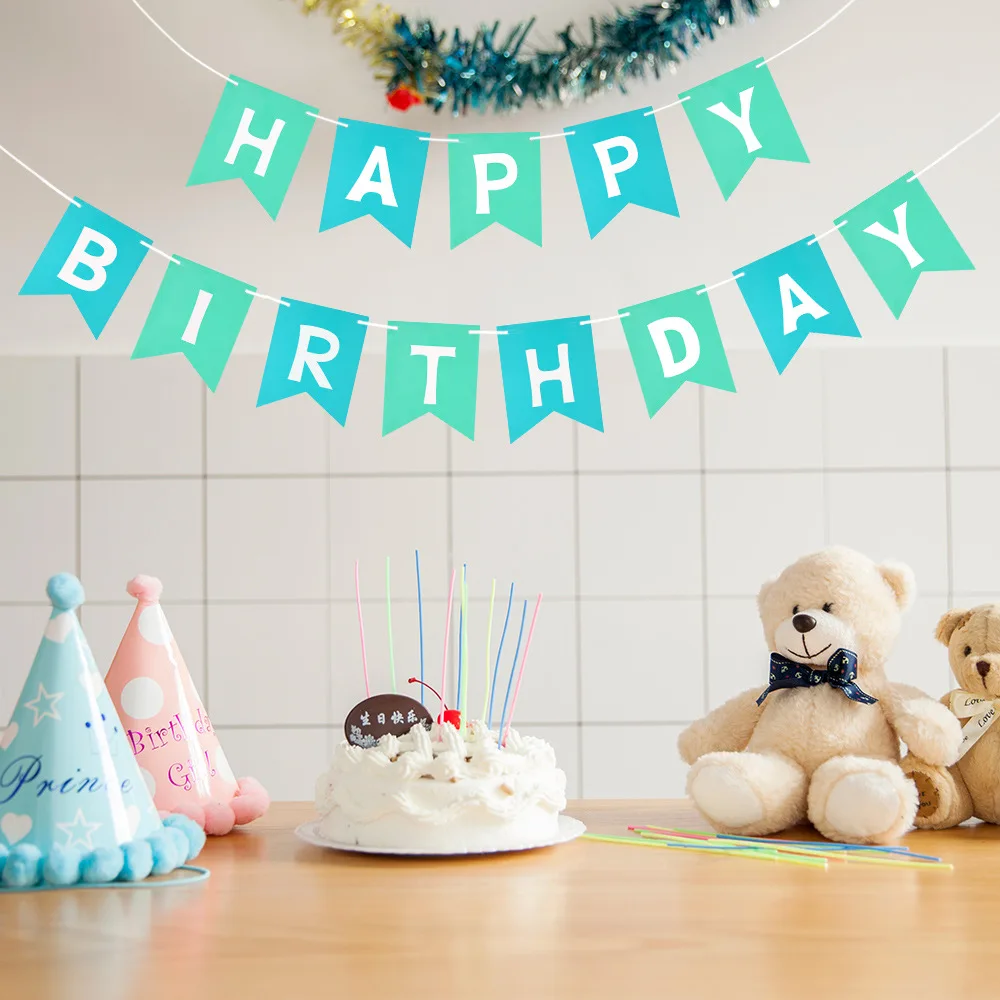 13 шт комбинации День Рождения Бумажный баннер флаги детский душ украшения фото