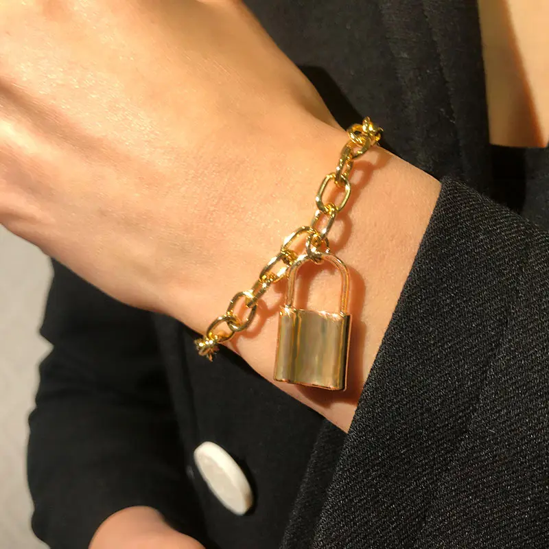 Ожерелье в стиле панк с простой подвеской виде висячего замка для женщин хип хоп