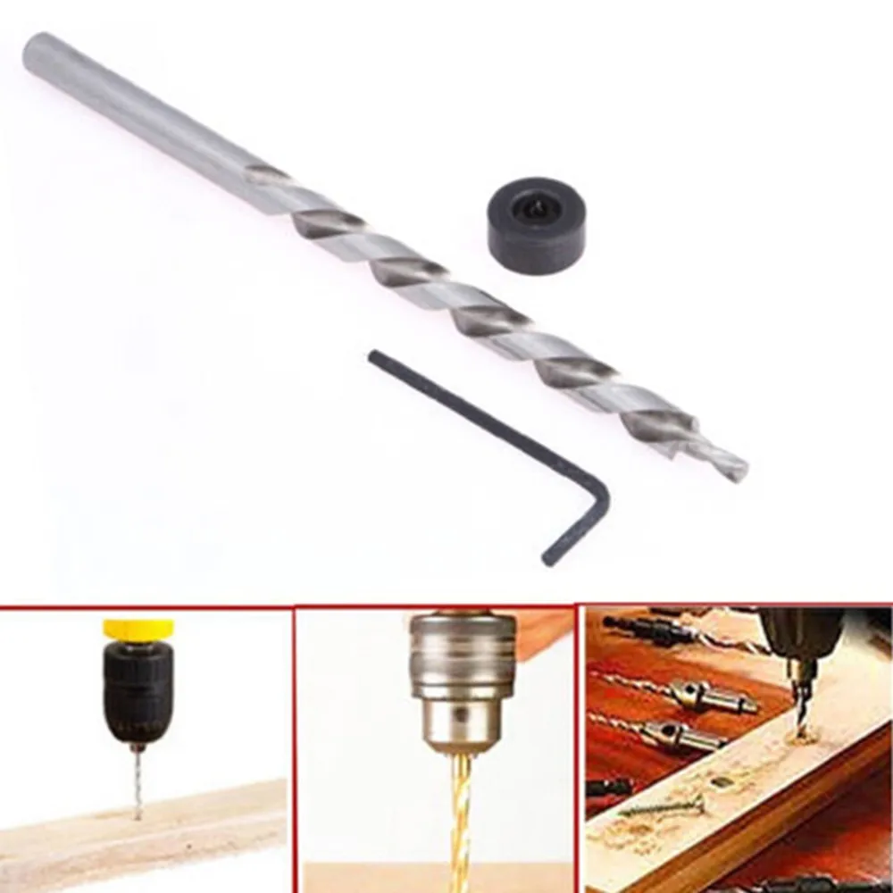 

1/4\" Hex Step Drill Bit 3/8\" (9.5mm) For Jig Manual Pocket Pilot Hole Woodworking Oblique Hole Locator Adapter Electric Drill