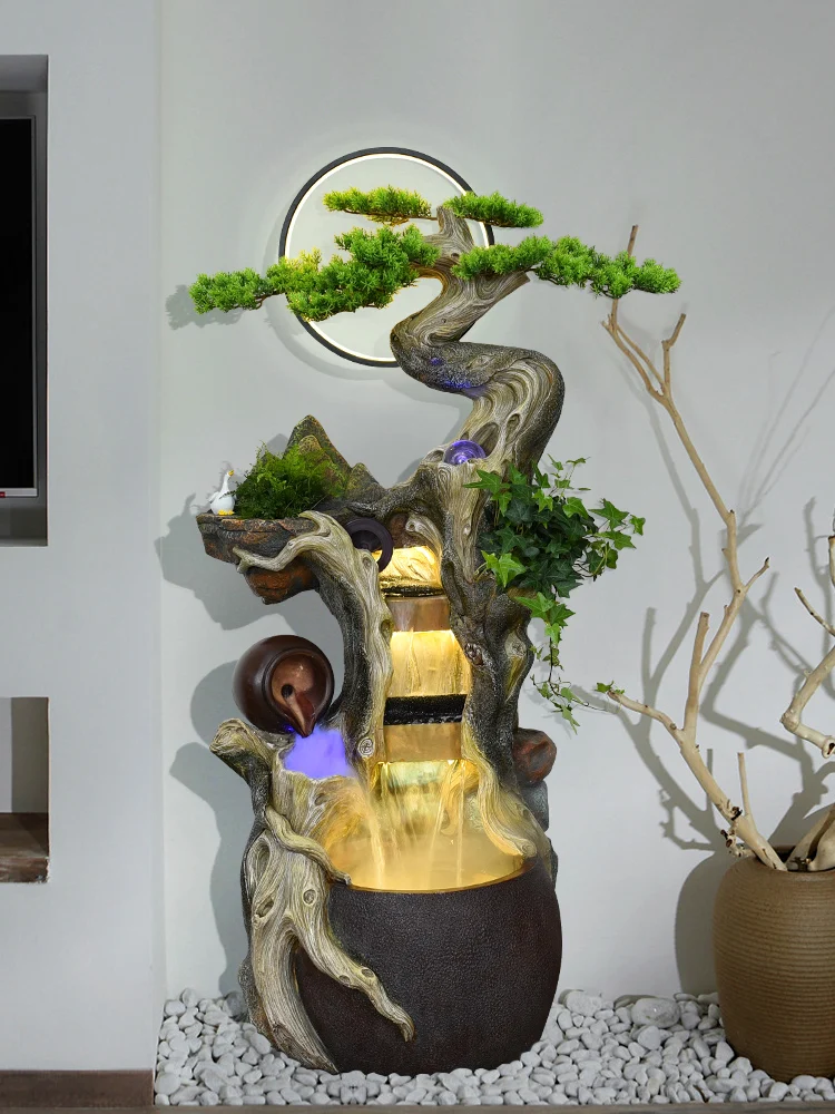 

TT Chinese Zen Flowing Water Landscape Living Room Garden Balcony Floor Rockery Fountain Landscaping Decoration Ornaments