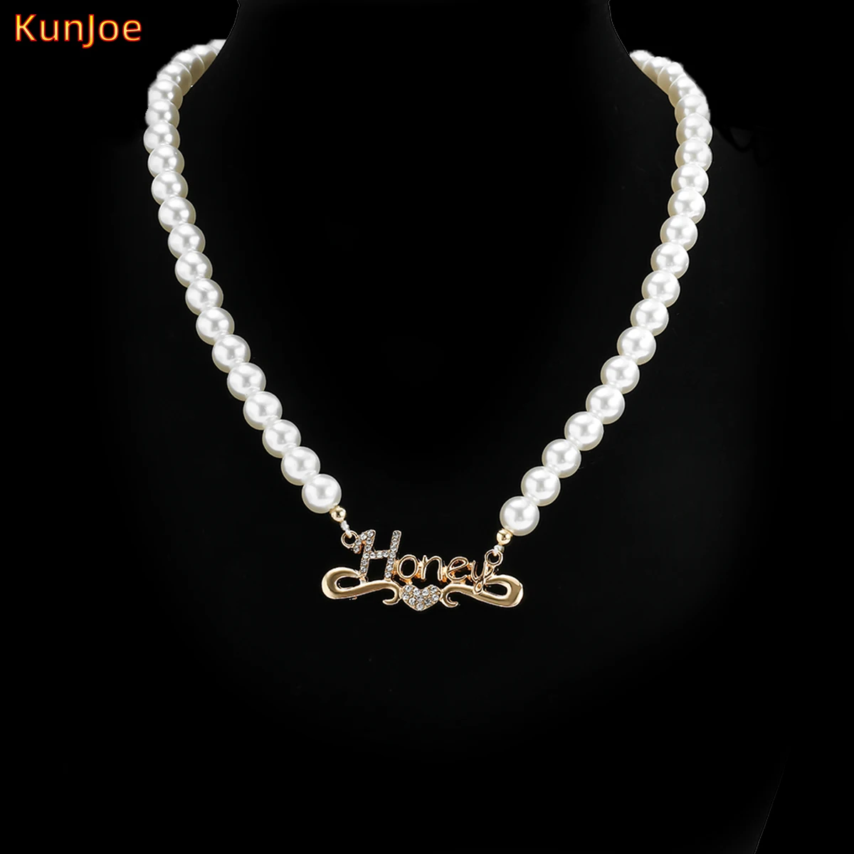 

KunJoe 2021 New Elegant White Imitation Pearl Choker Necklace Big Round Pearl Wedding Necklace for Women Charm Fashion Jewelry