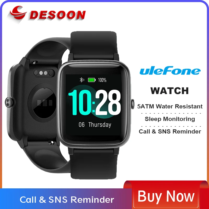 

Ulefone Watch Smartwatch 5ATM Waterproof Band Heart Rate Sleep Monitoring For Android IOS