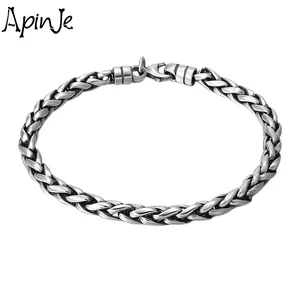 Apinje 925 Sterling Silver Woven Bracelet Exquisite Unique Men Bracelet