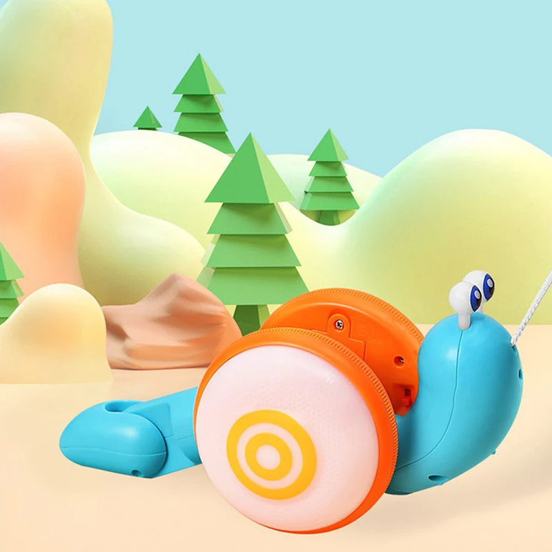 

Children's drawstring snail toy creative drawstring traction music glowing toy children's toy gift