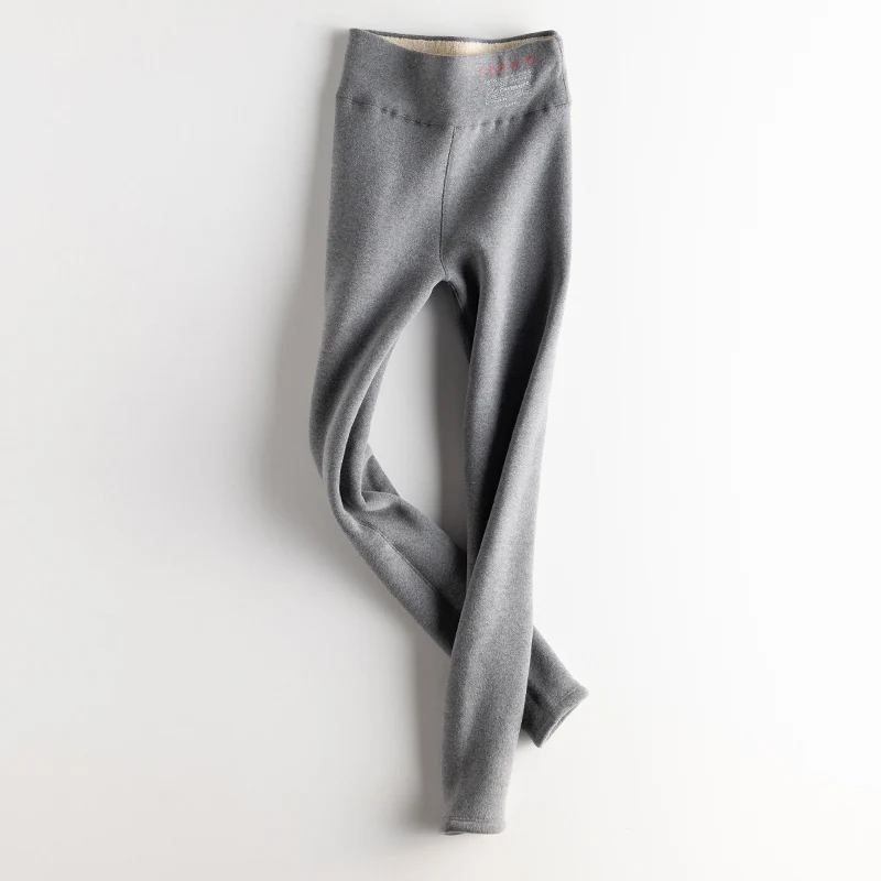 Light Gray SCOORBEE, женские бархатные леггинсы, Модные осенние и зимние брюки, теплые штаны, уплотненные, полиэстер, шерпа, женские, плюс размер, штаны - Цвет: Light Gray