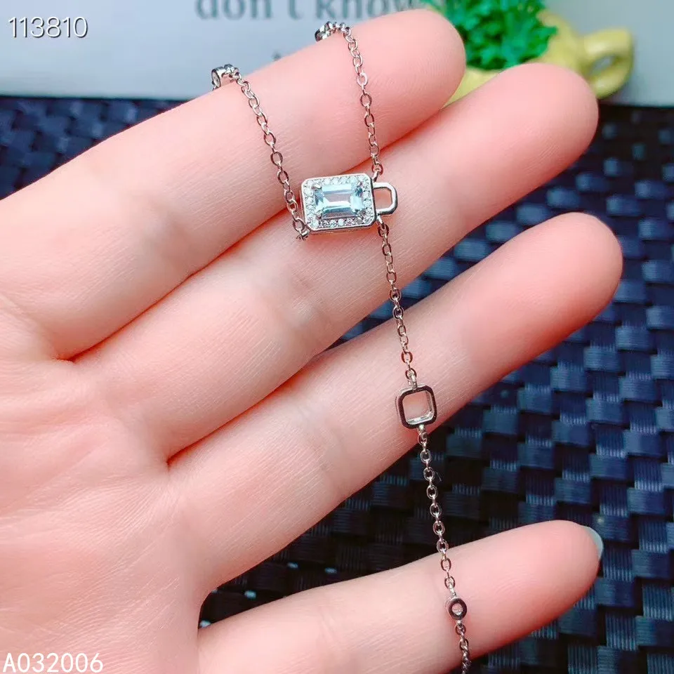 

KJJEAXCMY fine jewelry 925 pure silver inlaid natural Aquamarine girl new Pendant Necklace popular Clavicle chain support test