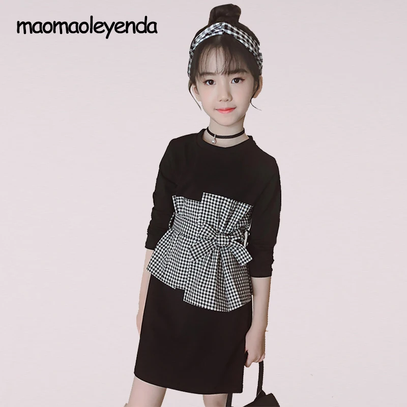 Клетчатое платье для маленьких девочек новинка весны 2020 Сетчатое детей платья