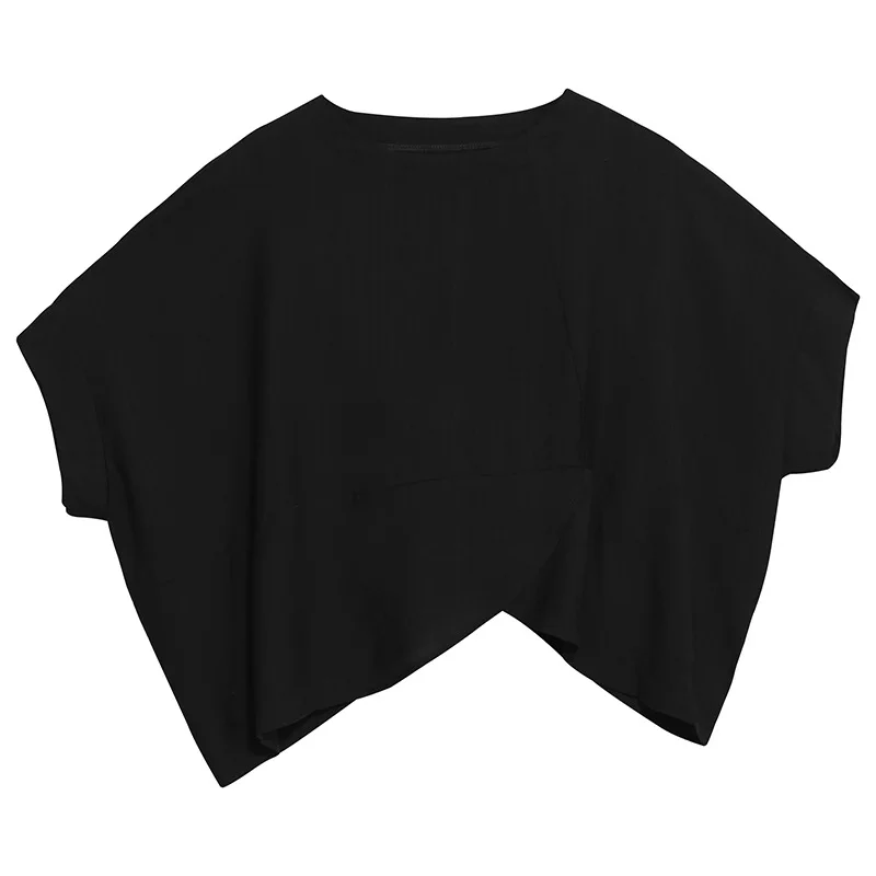 

QING MO Women Casual Solid Set 2020 Summer Women Irregular Pullovers T Shirt + Half Length Loose Pants Fashion Tide ZQY4686