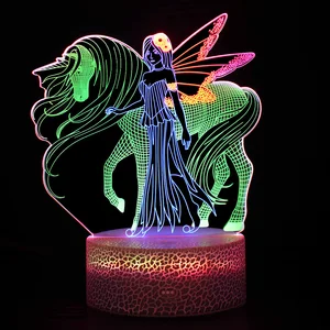 Светодиодный ночсветильник, разноцветная модель единорога и девочки, USB Сенсорная настольная лампа для детей, новогодние подарки, украшение для дома, Прямая доставка