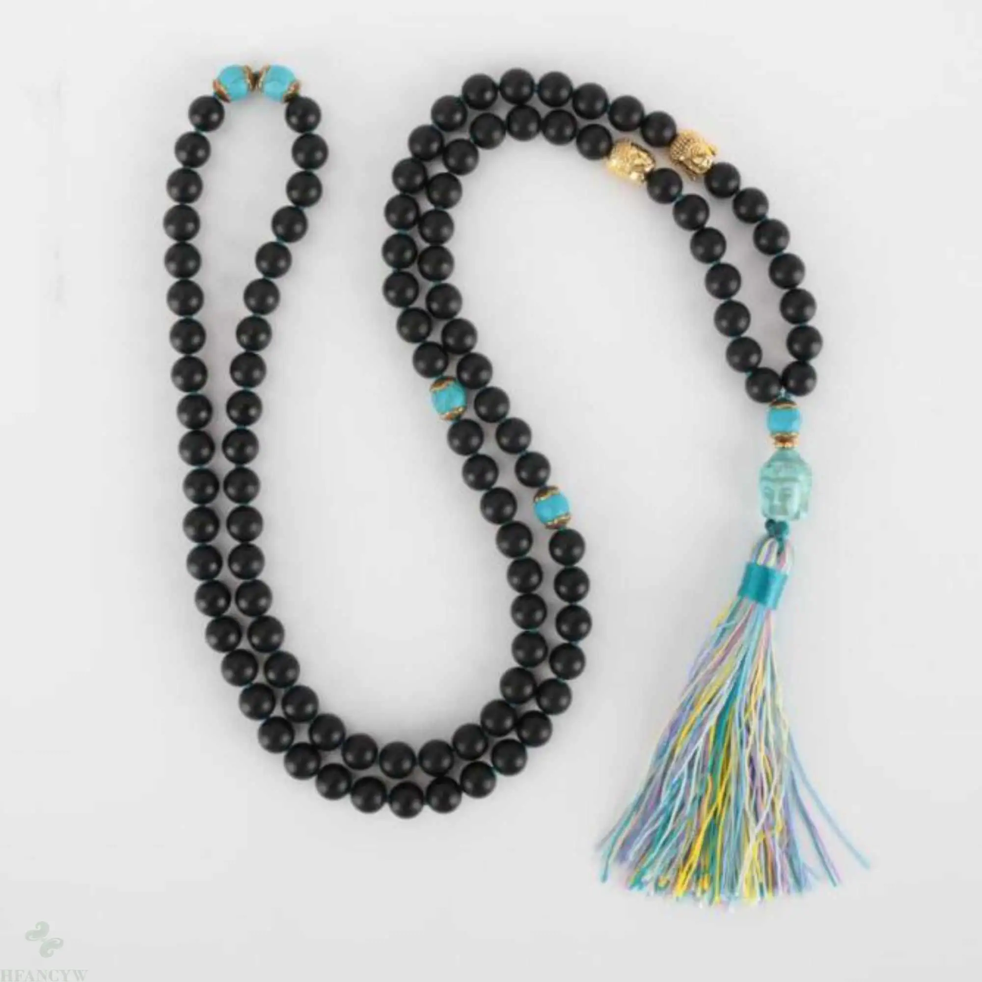 

8mm 108 Natural Scrub black agate Turquoise Bead knot Necklace Yoga Mental Pray Cuff Energy Inspiration Classic Chic Easter