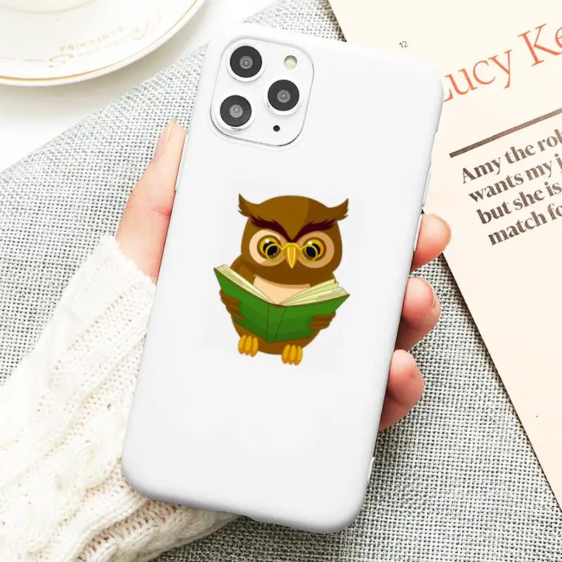 

Cute Cartoon Owl Phone Case Liquid Phone Case for iPhone 11 Pro Max XR XS X Soft Candy Cover for iPhone 6 6S 7 8 Plus Cases