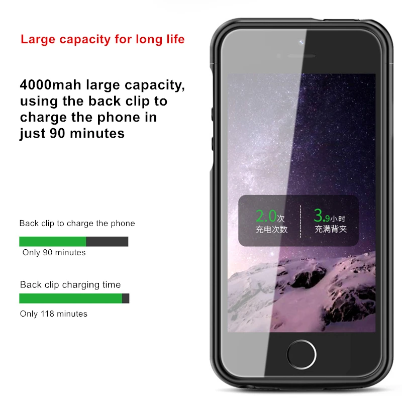 Чехол для iPhone 5 4000 мАч зарядное устройство чехол смартфона внешний аккумулятор