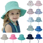 Летняя Детская Солнцезащитная шляпа для девочек и мальчиков 0-8 лет, пляжная шляпа с защитой от УФ лучей, шляпы для плавания с широкими полями, женская шляпа
