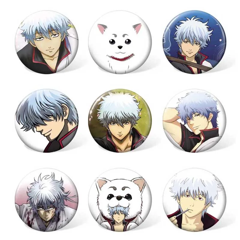 (9 шт./компл.) Мультяшные аниме GINTAMA значки Sakata Gintoki броши для одежды & аксессуары