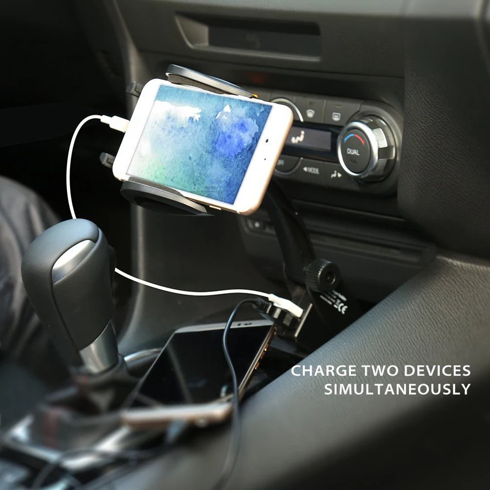 

Car Portable Charger Adjustable Bracket Durable Multifunction 360 Degree Mount Stand Accessories Phone Holder Universal Dual USB
