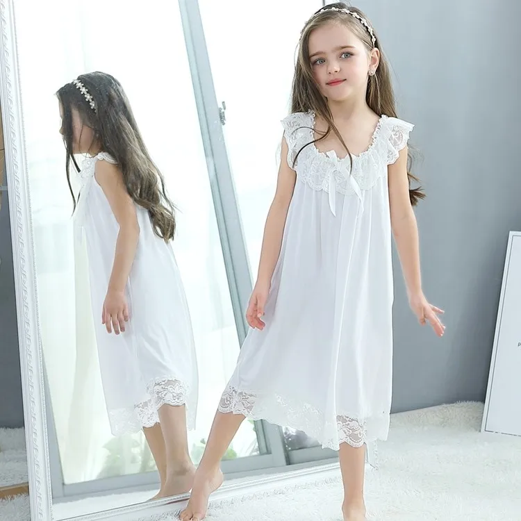 

Summer Girl Sleeveless Modal Long Nightdress Comfortable Mother Daughter Homewear Princess Sleeping Dress Loose Women Home Wear