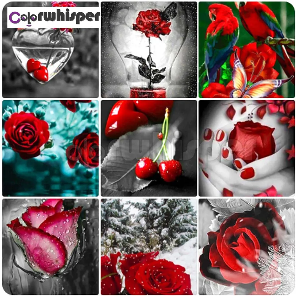 Алмазная живопись 5D квадратная/круглая вышивка красная роза цветок сердце