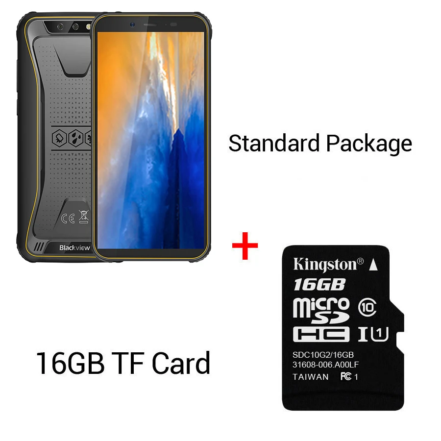 Yellow N 16GB TFCard Blackview BV5500 5," IP68 Водонепроницаемый Прочный Открытый Смартфон 2 ГБ+ 16 ГБ Android 8,1 4400 мА/ч, Две сим-карты 18:9 мобильного телефона - Цвет: Yellow N 16GB TFCard