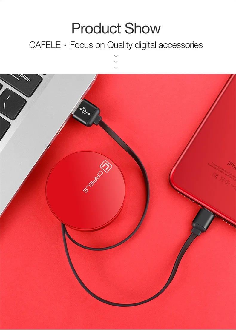 CAFELE Выдвижной USB кабель для iPhone X XI XS MAX usb кабель для зарядки для iPhone XIR XR 7 8 Plus мини портативный телефонный провод для передачи данных