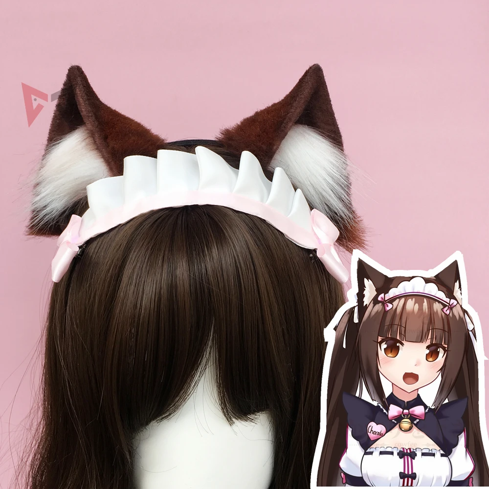Новинка NEKOPARA chocola ванильный Косплей Темно Коричневый Белый кошачьи ушки обруч