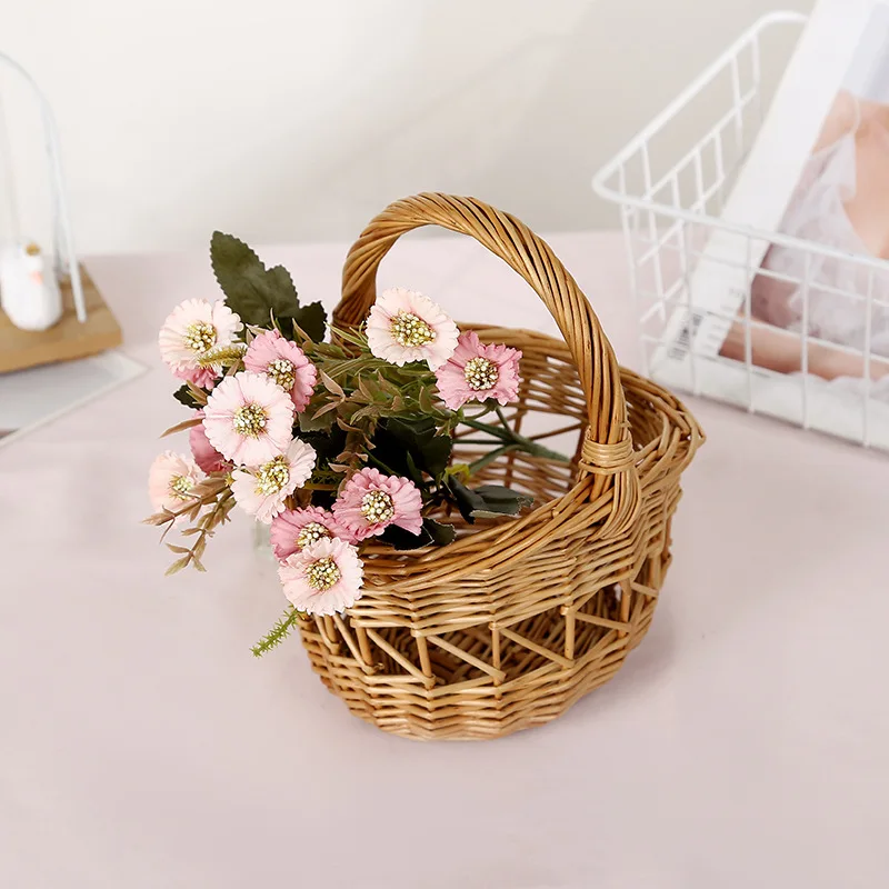 Шелковые ромашки окно зелень искусственная Осеннее украшение для стола