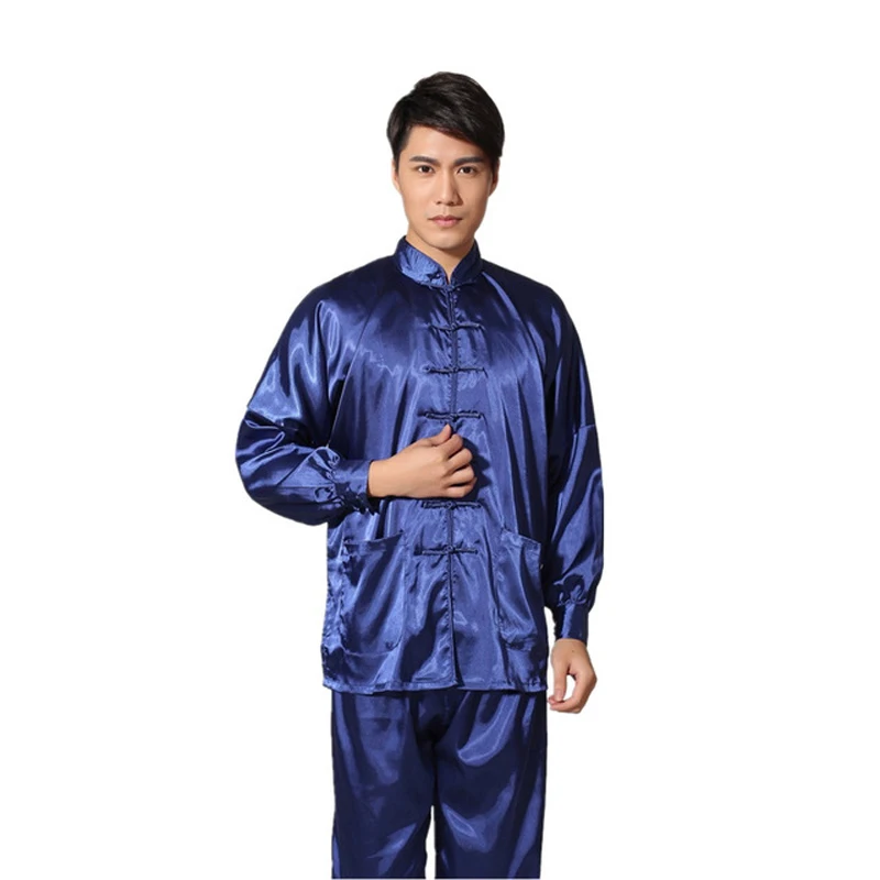 

Novelty Gold Men's Satin Pajamas Set Chinese Style Button Pyjamas Suit Soft Sleepwear Shirt&Trousers Nightgown M L XL XXL
