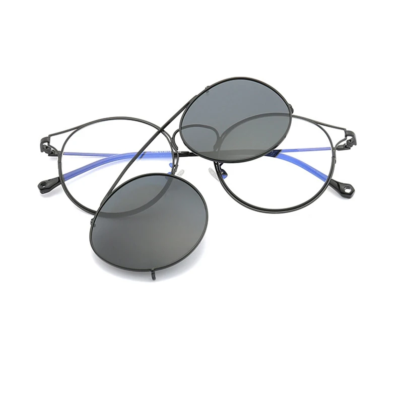 

2022 New Trending Retro Metal 2 In 1 Clip on Sunglasses Individuality Cat Eye Sunglasses Unisex Anti-Blue Light UV400 очки
