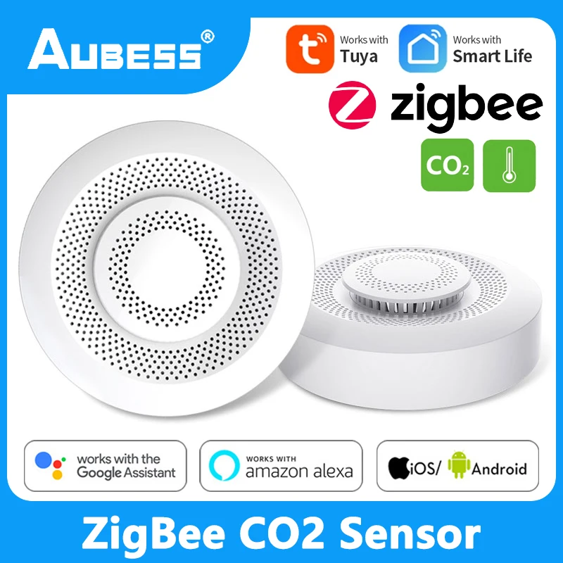 

Датчик Aubess Tuya ZigBee CO2 Hcho VOC, Датчик качества воздуха, датчик формальдегида, углекислого диоксида, анализатор воздуха Smart Life