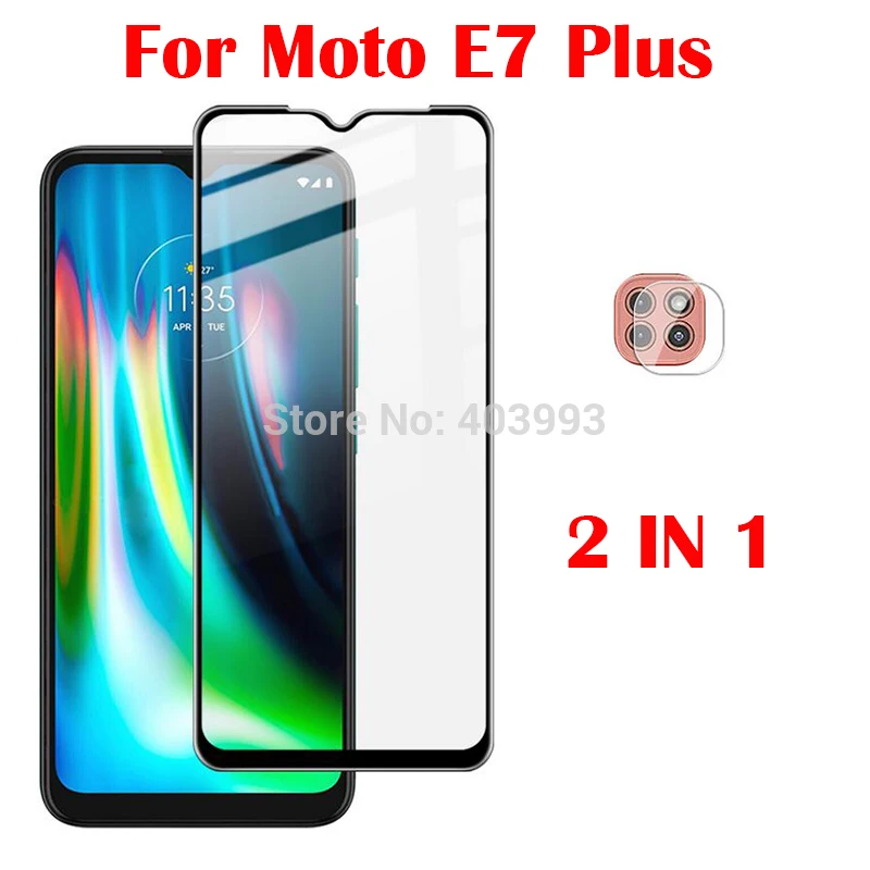 Защитная пленка 3 в 1 + чехол для телефона Motorola E7 Plus противоударный стеклянный