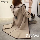 Куртка Ulzzang женская с капюшоном, элегантная простая мягкая модная верхняя одежда из смесовой шерсти, повседневное пальто, на осень и весну